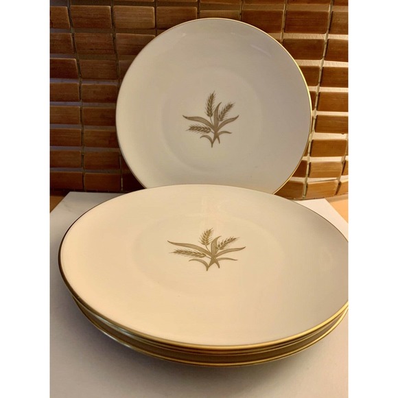 Vintage Lenox Harvest Wheat Lot of 4 Dinner Plates Gold Trim - Picture 11 of 11